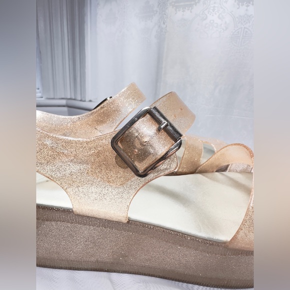 ALDO glitter shimmering platform sandals • beige US 9 - Picture 3 of 7